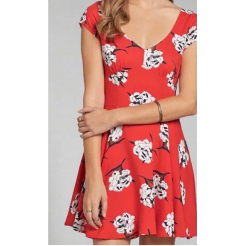 Abercrombie & Fitch Red Floral Y2K Cutout Mini Dress XS